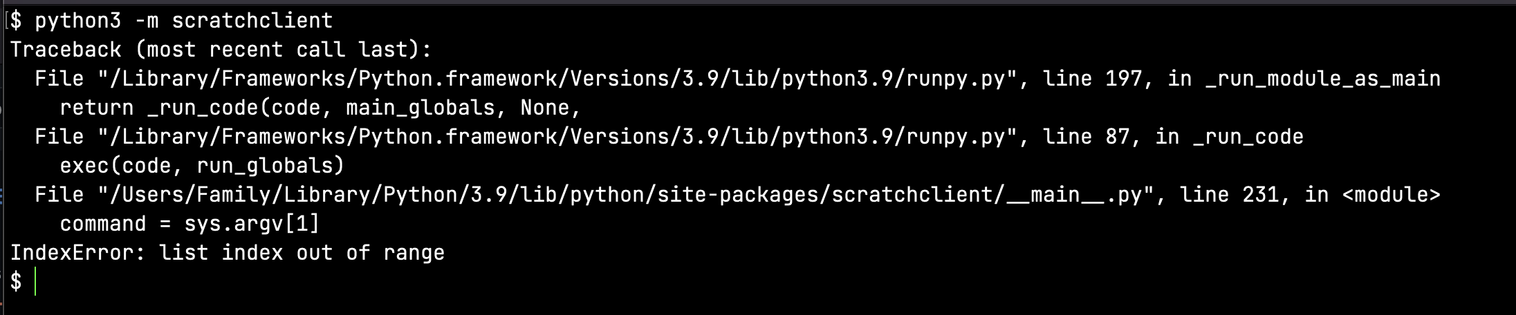 CLI errors · Issue #59 · CubeyTheCube/scratchclient · GitHub