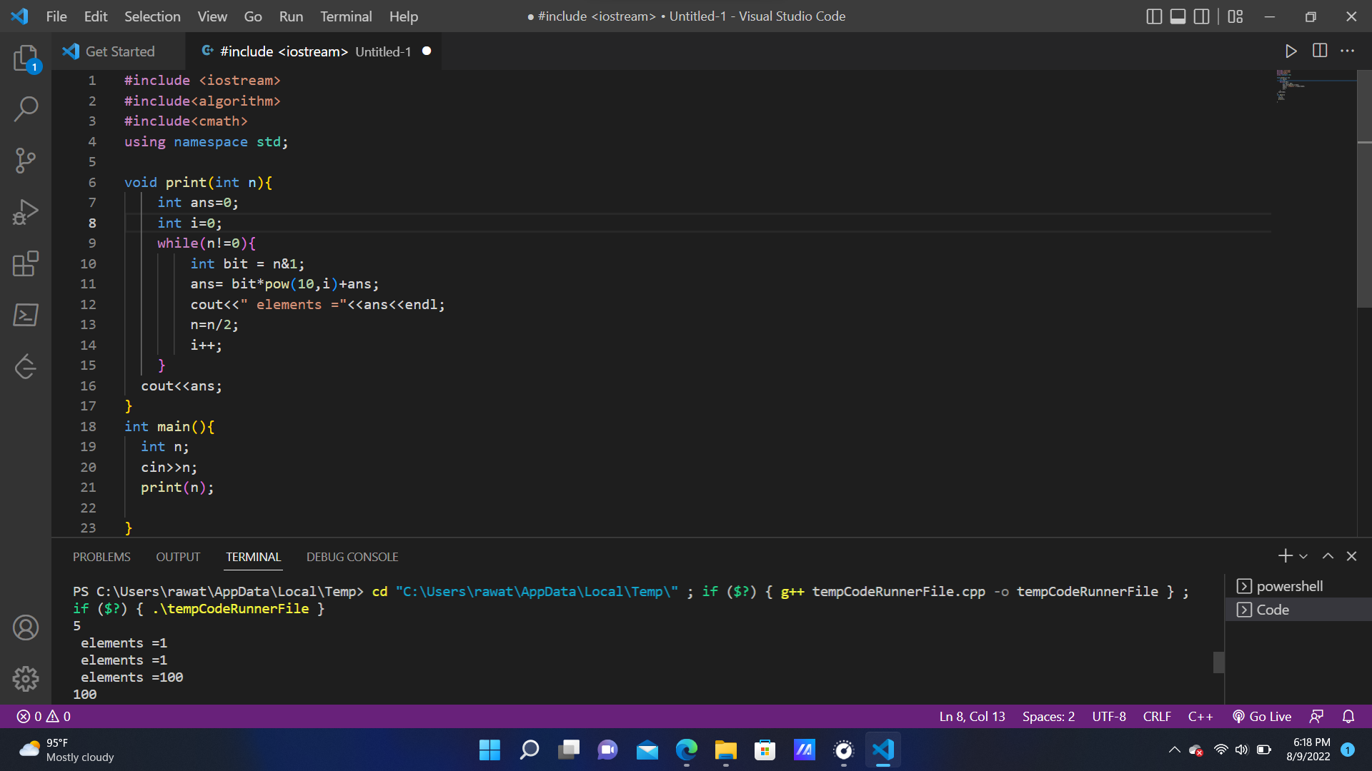 C++ Program doesn't give accurate result only in vs code · Issue ...