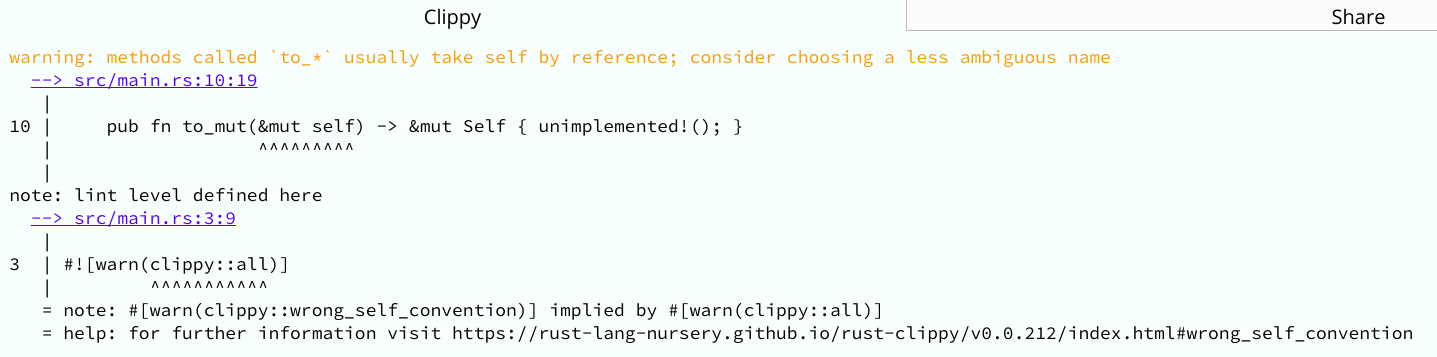 `to_mut` false positive · Issue #1530 · rust-lang/rust-clippy · GitHub