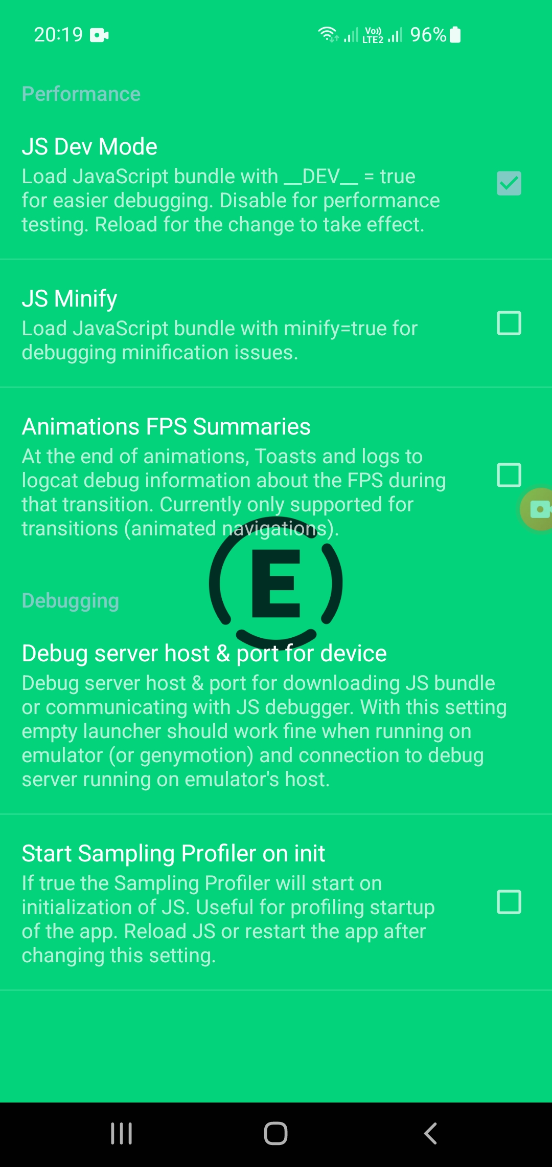dev menu