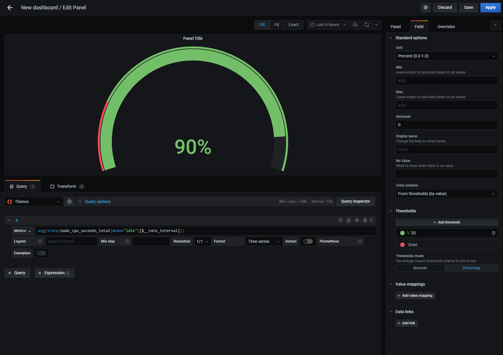BarGauge Gradient mode does not handle percentage based thresholds