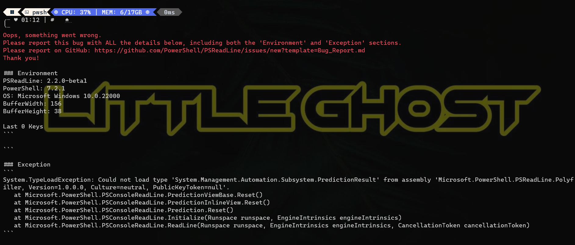Bug Report by littl3gh0st · Issue #3154 · PowerShell/PSReadLine · GitHub