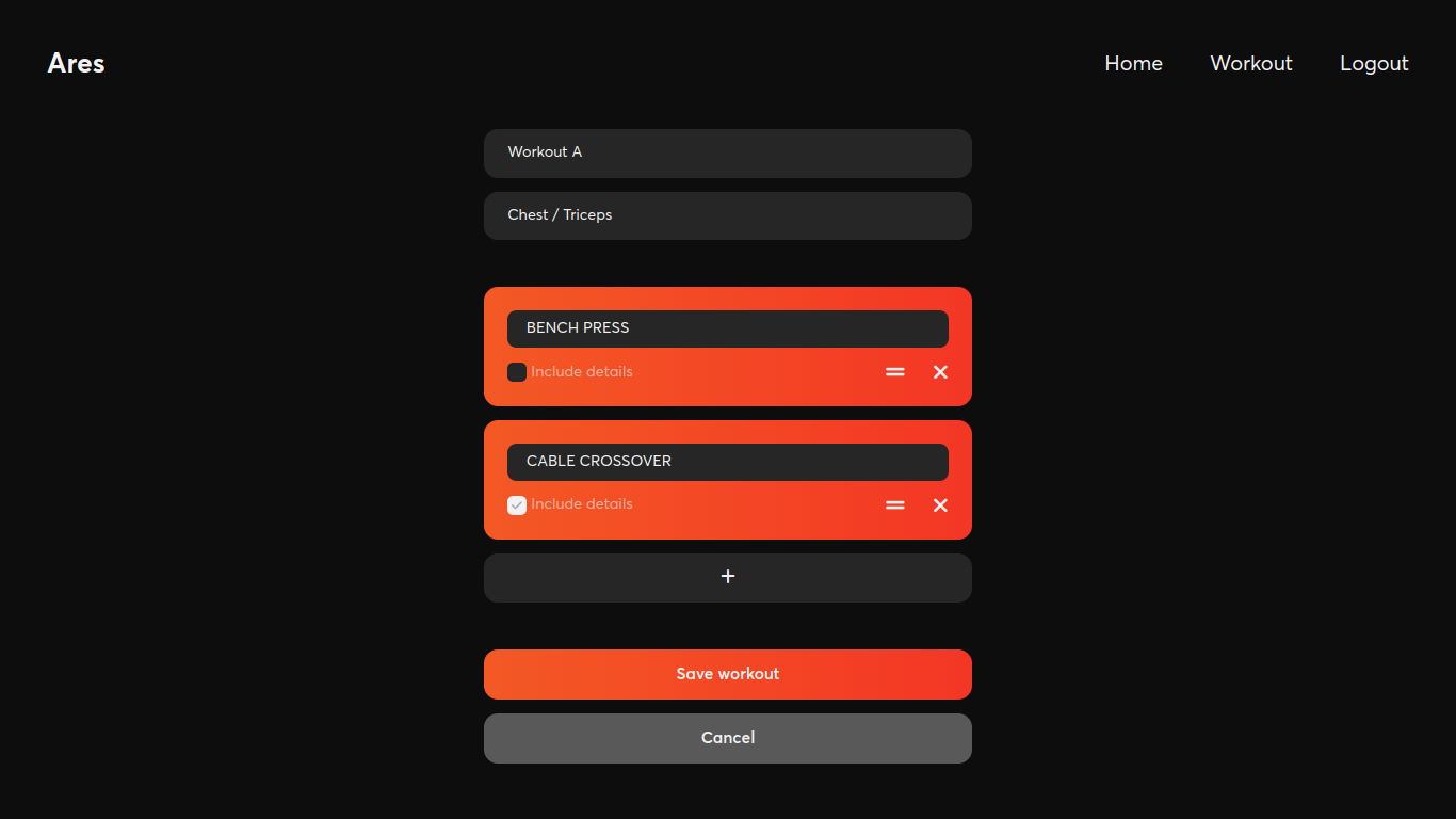 GitHub - brunosag/ares: A minimal workout tracker web app built with ...