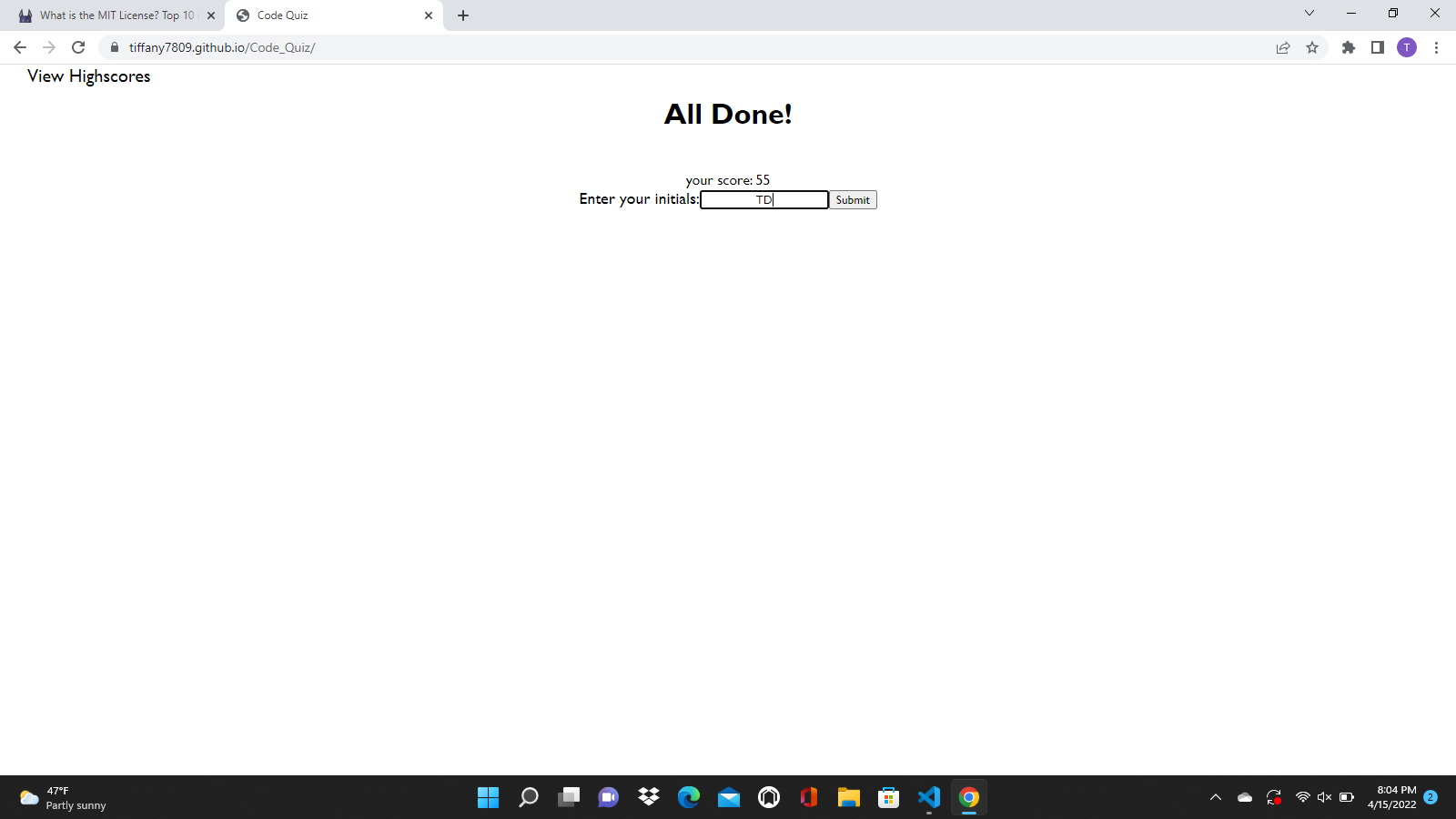 GitHub - Tiffany7809/Code_Quiz