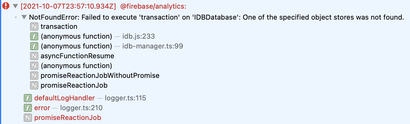 React Development with Google Analytics for Firebase causes Unhandled ...