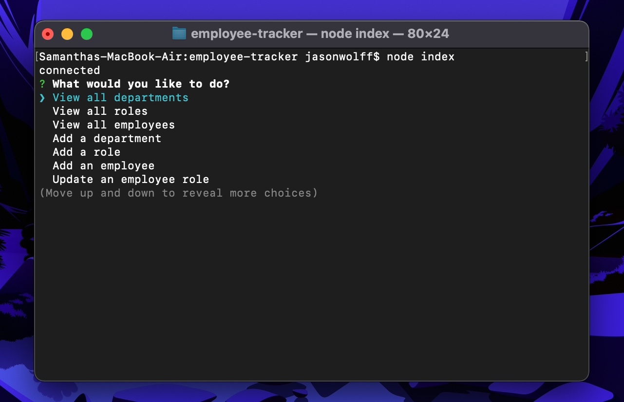 GitHub - samanthawolff/employee-tracker
