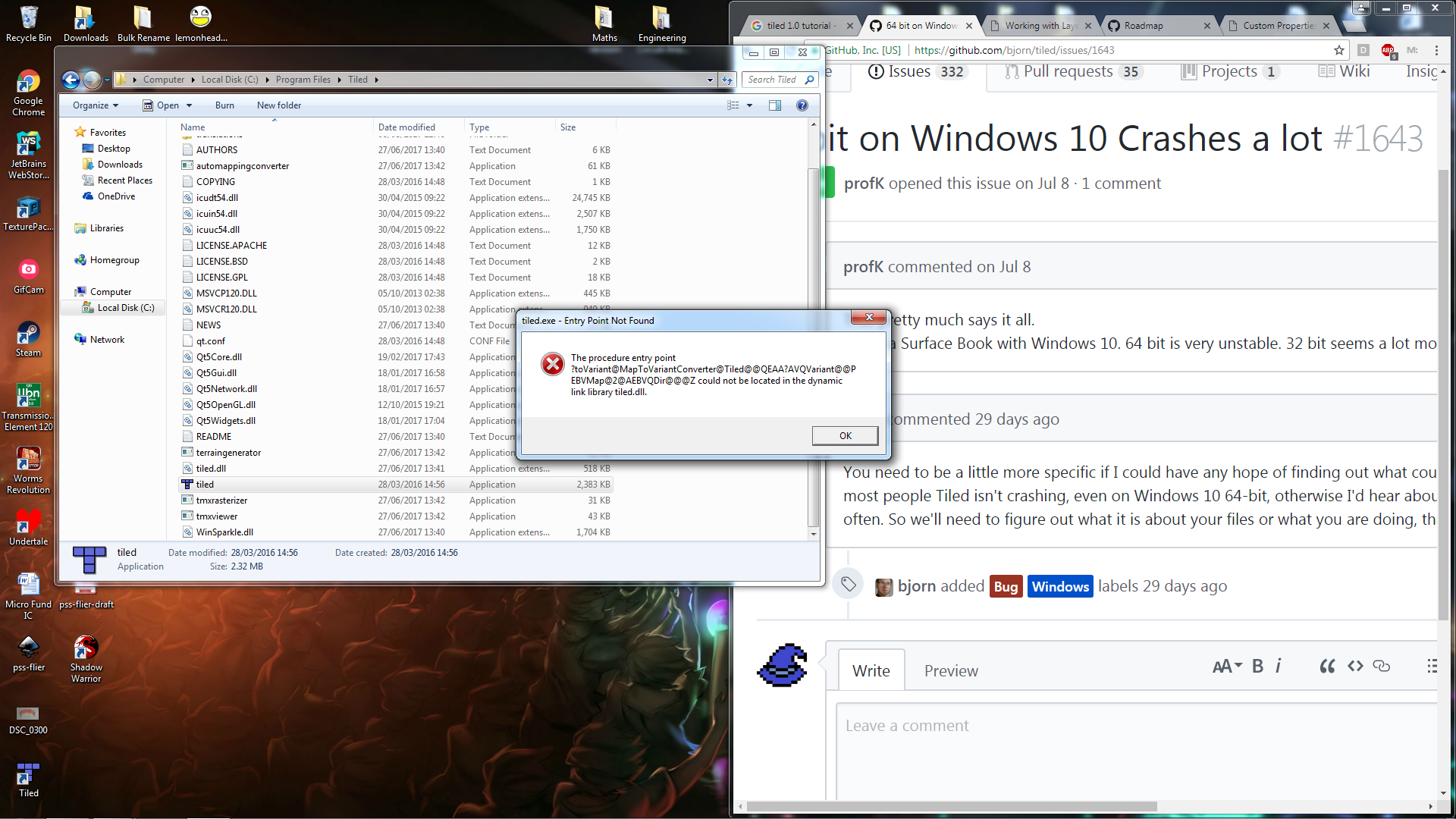 64 bit on Windows 10 Crashes a lot · Issue #1643 · mapeditor/tiled · GitHub