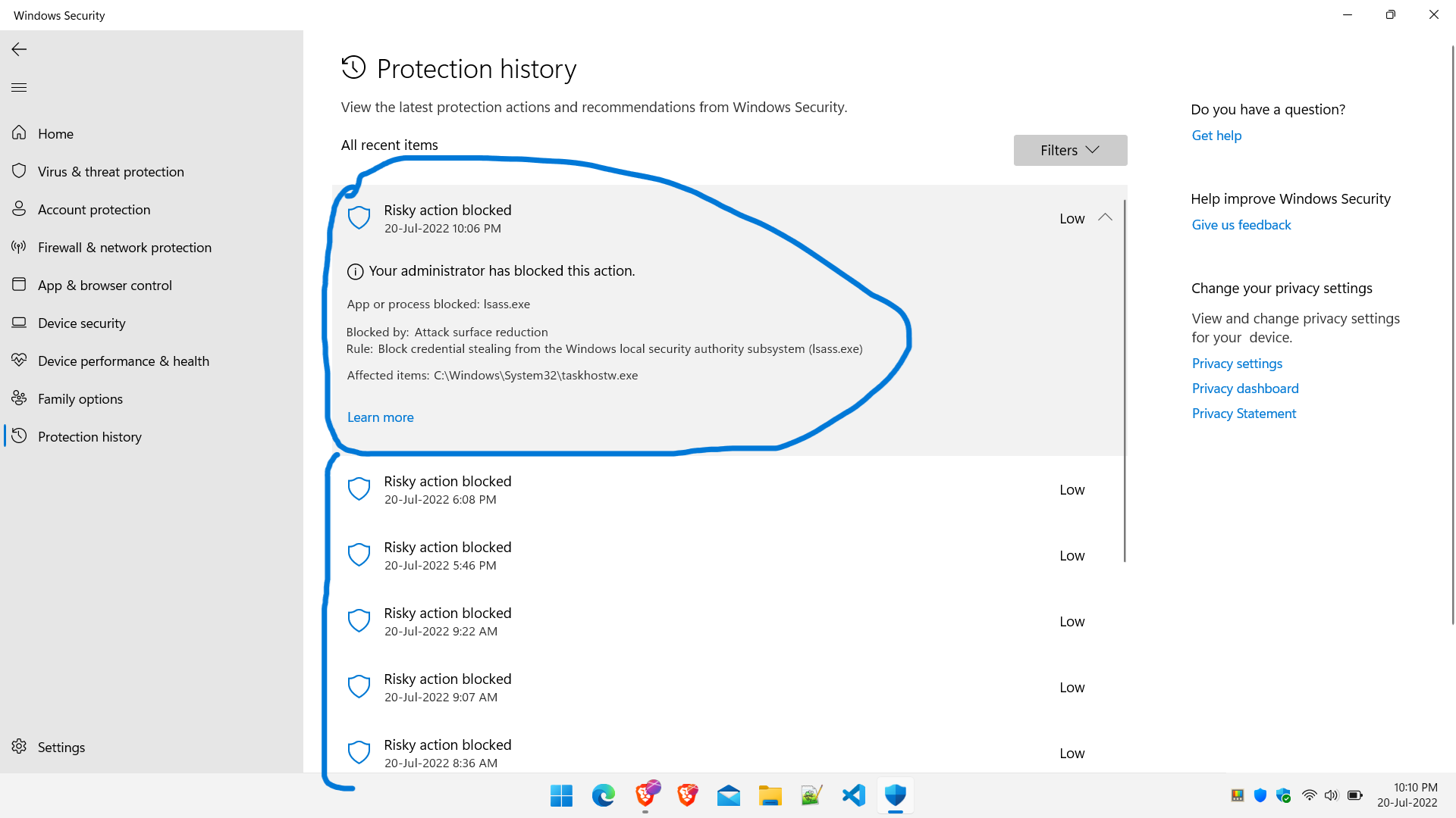 Windows Security Protection History Examples Windows security protection history · Issue #115 · hardentools ...
