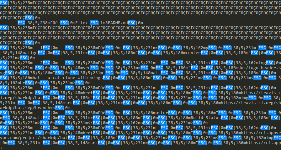 Visible escape codes in output