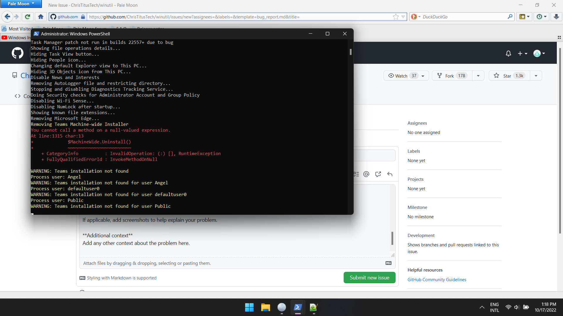 Stuck in removing microsoft teams issue 278 christitustech winutil