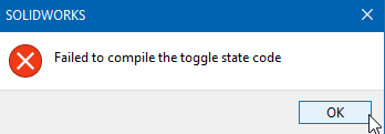 Failed to compile toggle state code message when when starting up ...