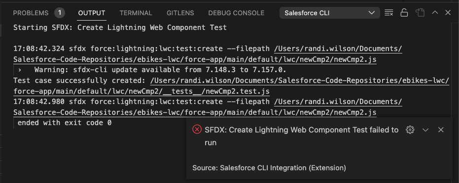 Creating a Lightning Web Component Test is displaying a false error ...