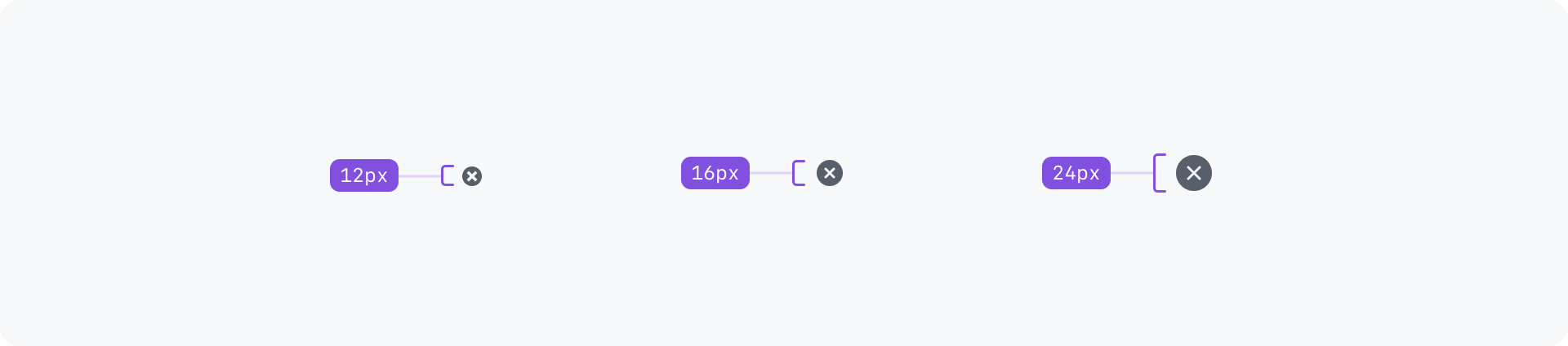 The x-circle icon shown in three different sizes.