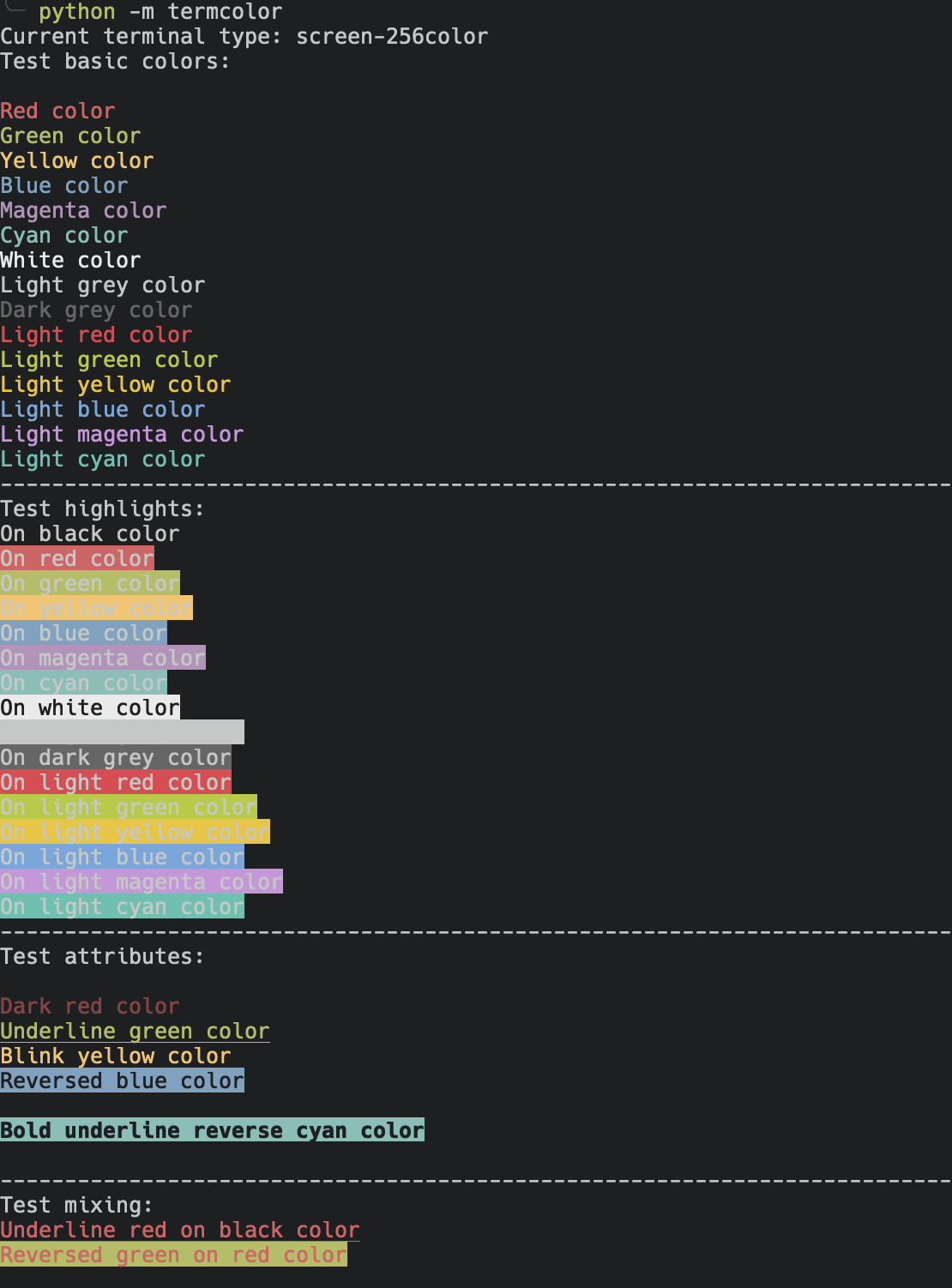 Light/Dark colors dont work · Issue #36 · termcolor/termcolor · GitHub