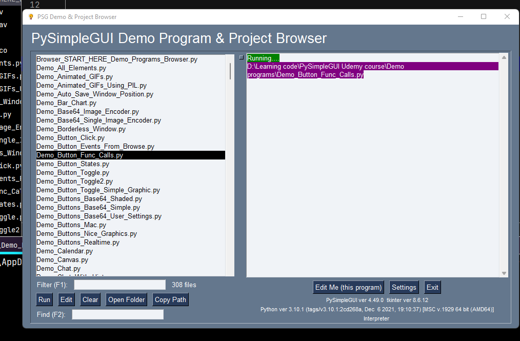 [Question] Cannot run script in PySimpleGUI Demo Program & Project
