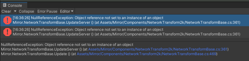 Room Example NT NRE · Issue #3329 · MirrorNetworking/Mirror · GitHub