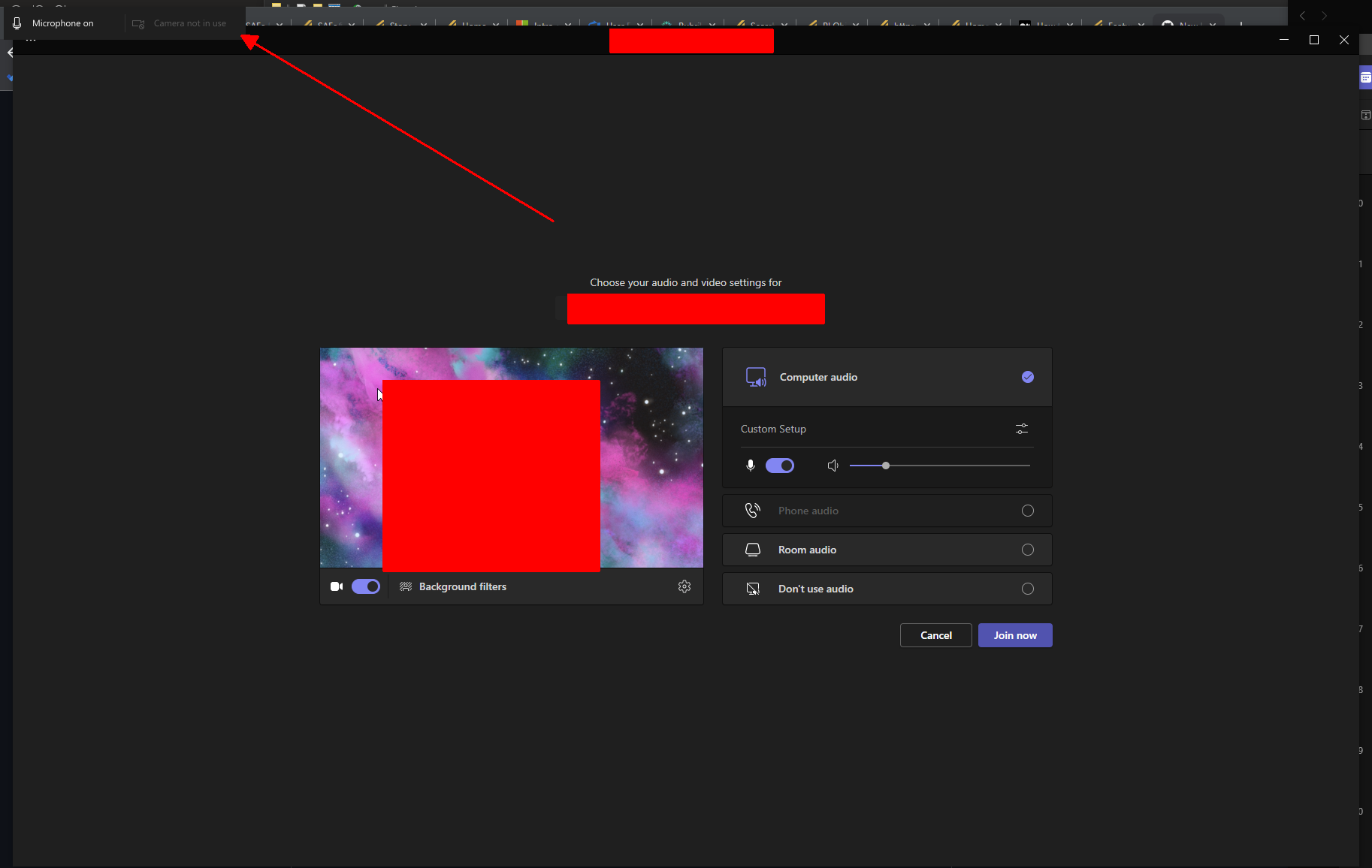 "Camera not in use" message despite being in use when trying to mute