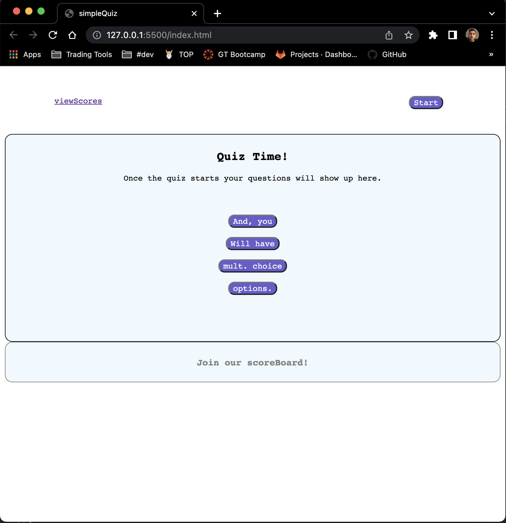 GitHub - mikedotg/simpleQuiz: This is a simple timed coding quiz with ...