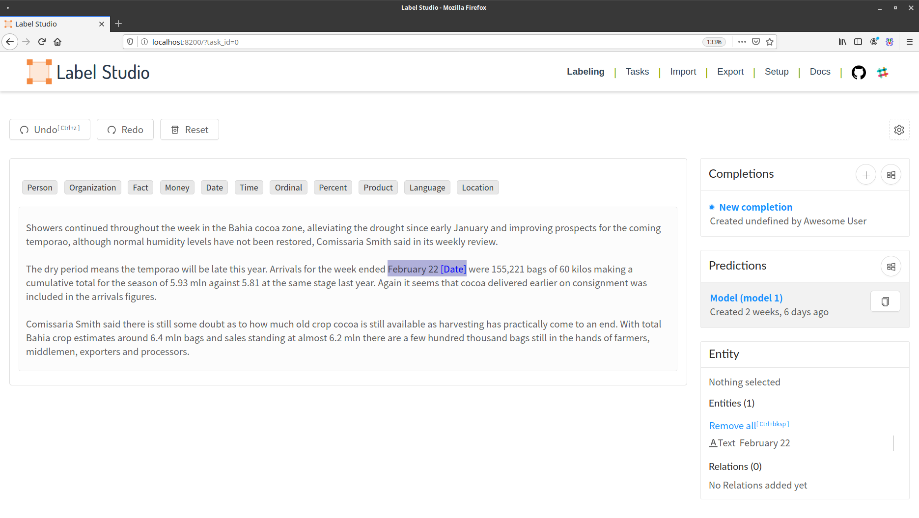 Text highlight for Labels tag does not highlight the last character