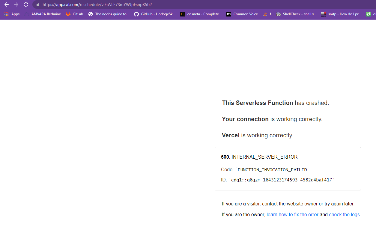 Rescheduling a meeting causes the server to throw a 500 error · Issue ...