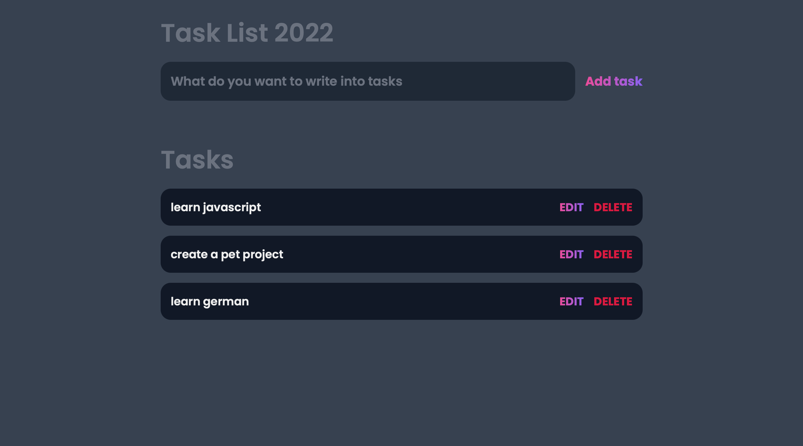 GitHub - palagdan/TaskList: This is a task list, where you can write ...