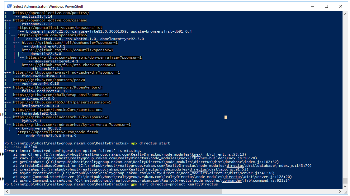 Installation error - Knex · Issue #14120 · directus/directus · GitHub