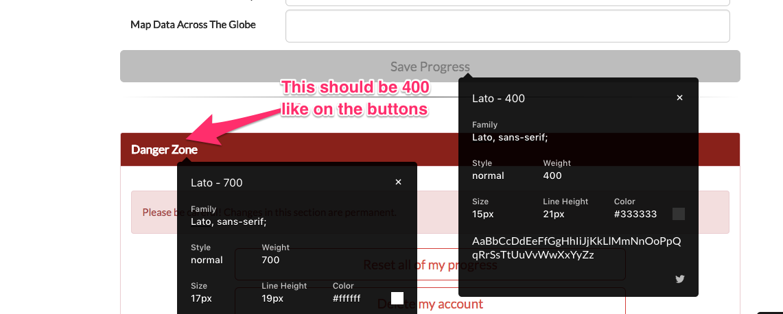 Fix font weights on welcome page and settings · Issue #17305 ...
