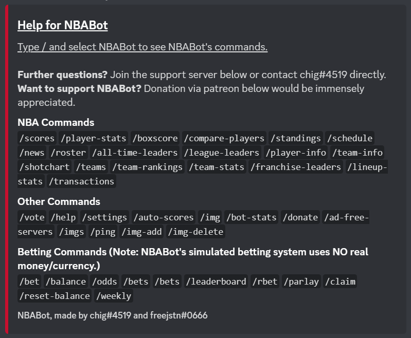 GitHub NBABotDevelopmentTeam/NBABot A Discord bot for NBA scores