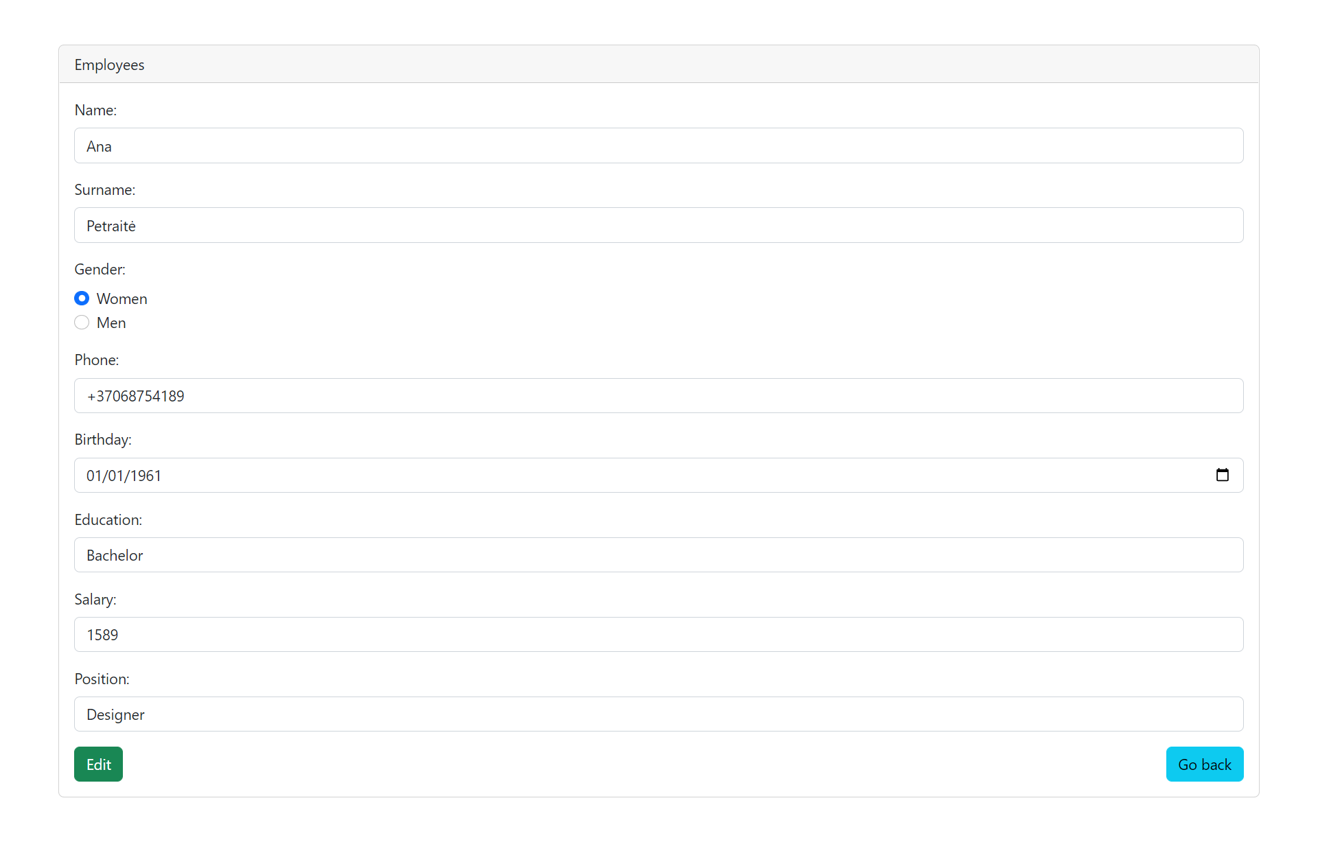 GitHub - kristinalileikyte/Employees