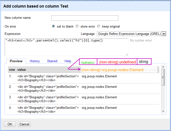 TypeHint - Google Refine