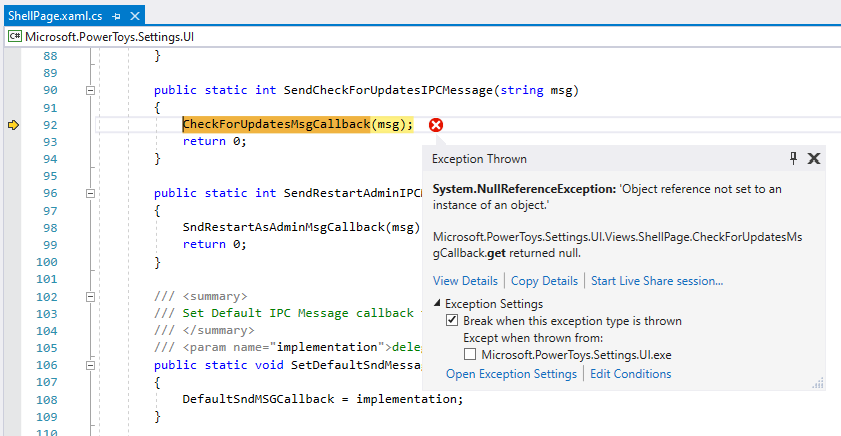 Settings is no longer directly debuggable · Issue #11575 · microsoft ...