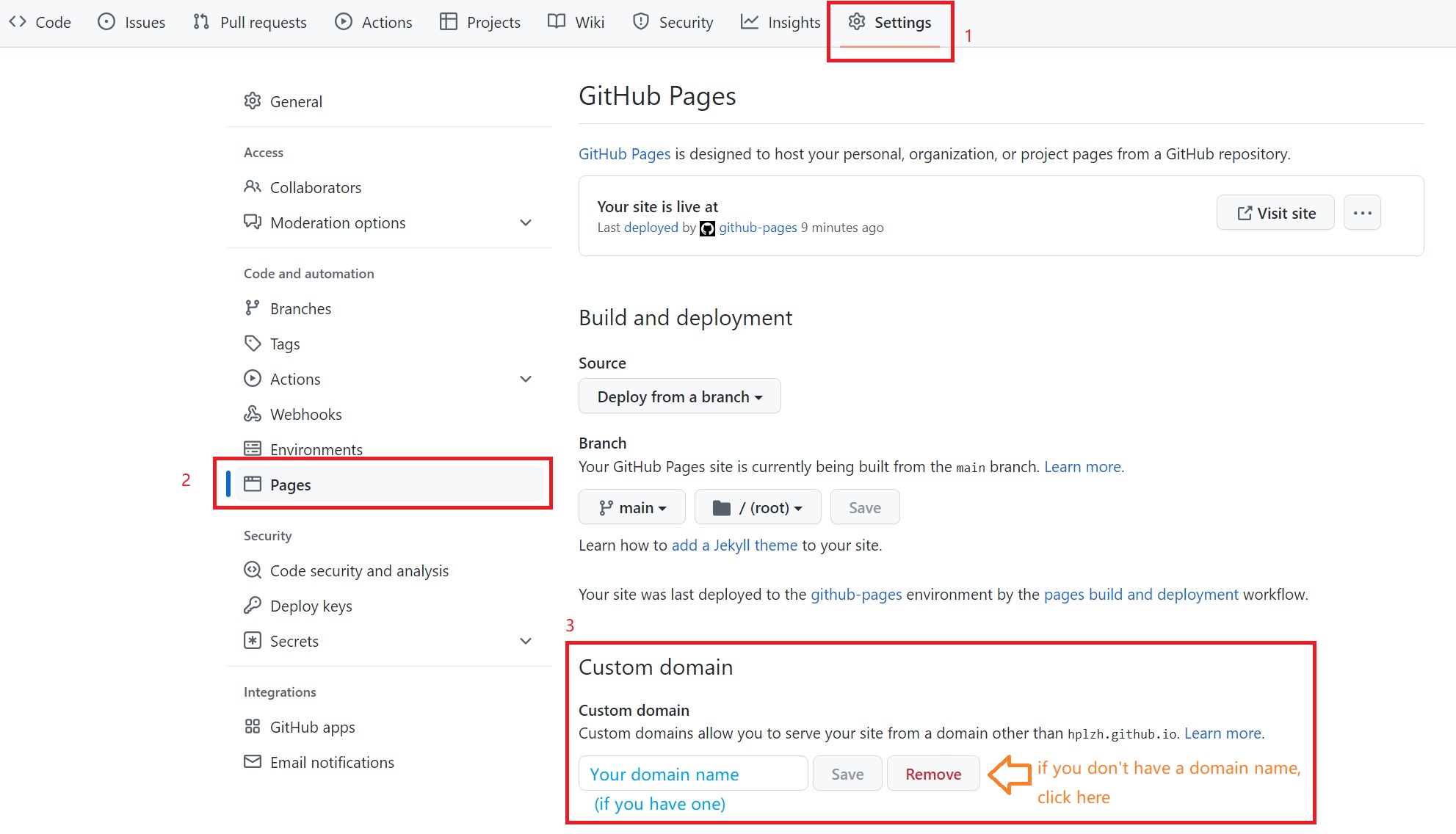 Remove The Custom Domain If You Don t Have A Domain Name Issue 1 remove-the-custom-domain-if-you-don-t-have-a-domain-name-issue-1