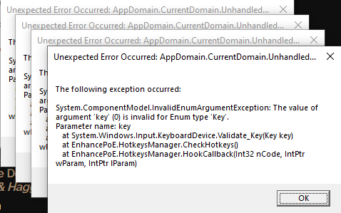 Pressing Left Control while settings window is open causes an exception ...