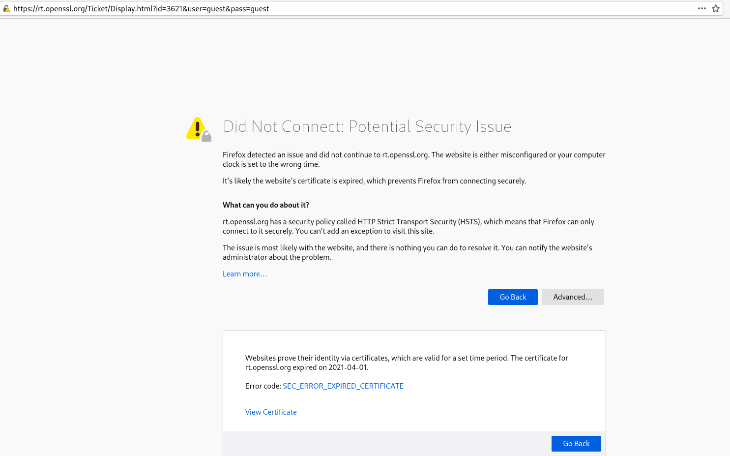 openssl certificate expired