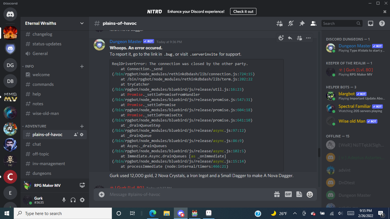 🐛 Bug Report: Crafting nova dagger but did not recieve dagger · Issue ...