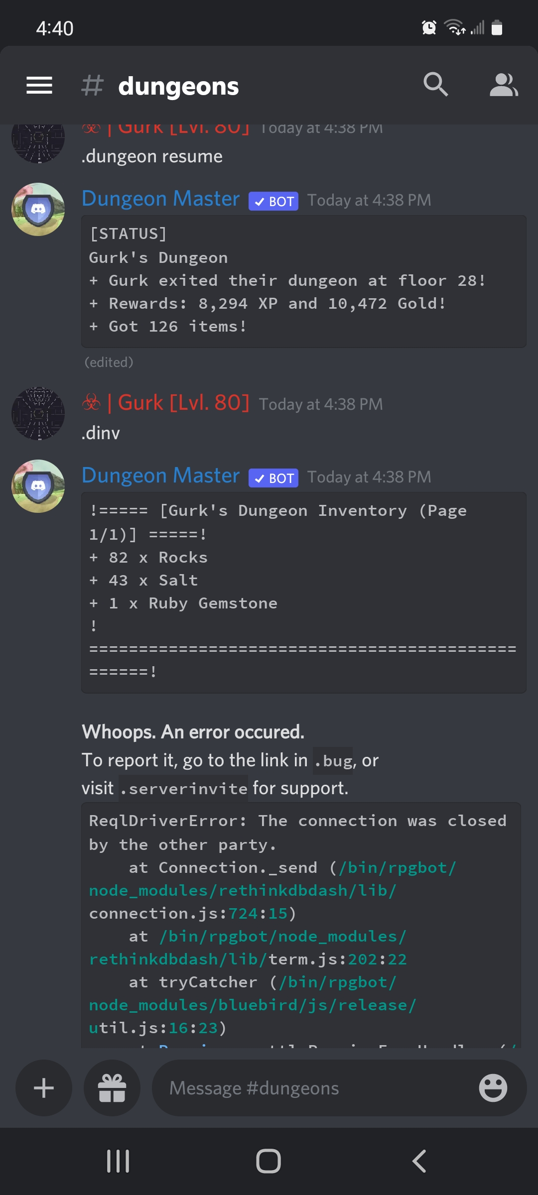 🐛 Bug Report: did not recieve dungeon rewards · Issue #1182 ...