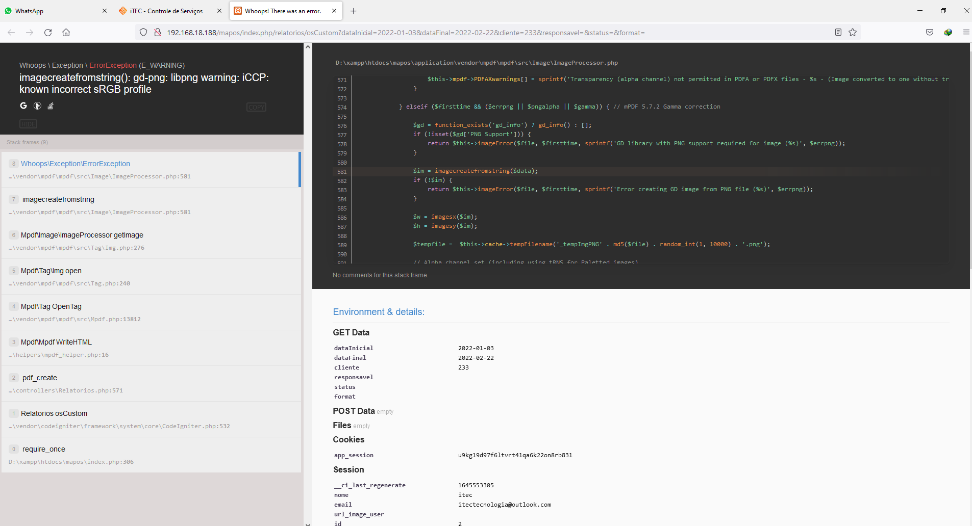 Erro ao gerar relatório de OS · Issue #1652 · RamonSilva20/mapos · GitHub