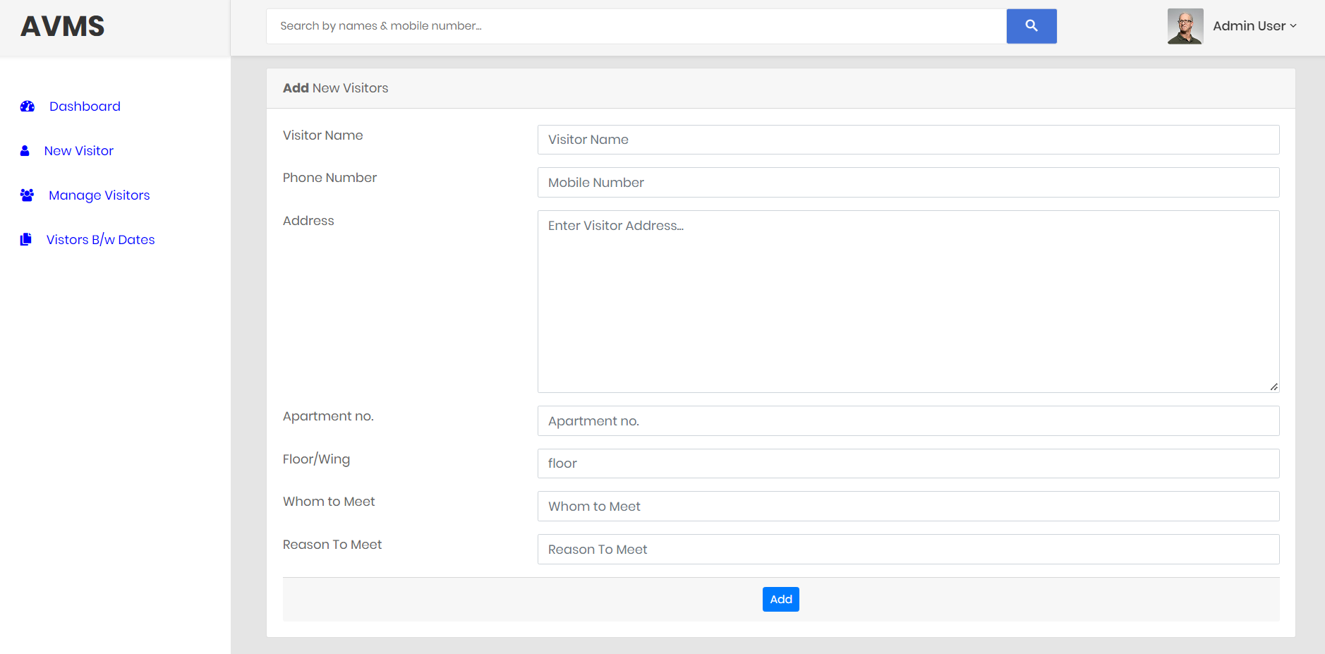 GitHub NishantNK17/AVMSProject Apartment Visitors Management System
