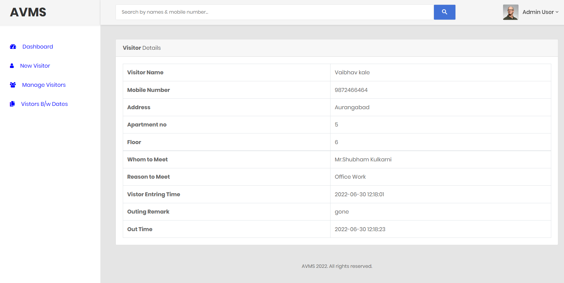 GitHub NishantNK17/AVMSProject Apartment Visitors Management System