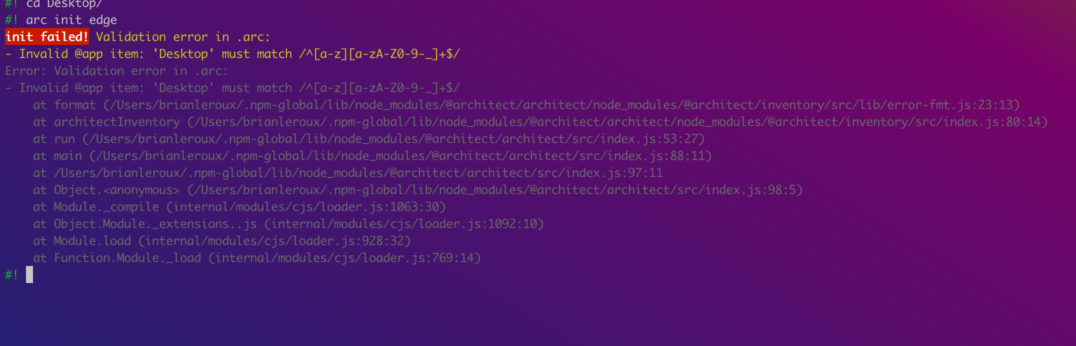 arc init ./foo fails · Issue #1268 · architect/architect · GitHub