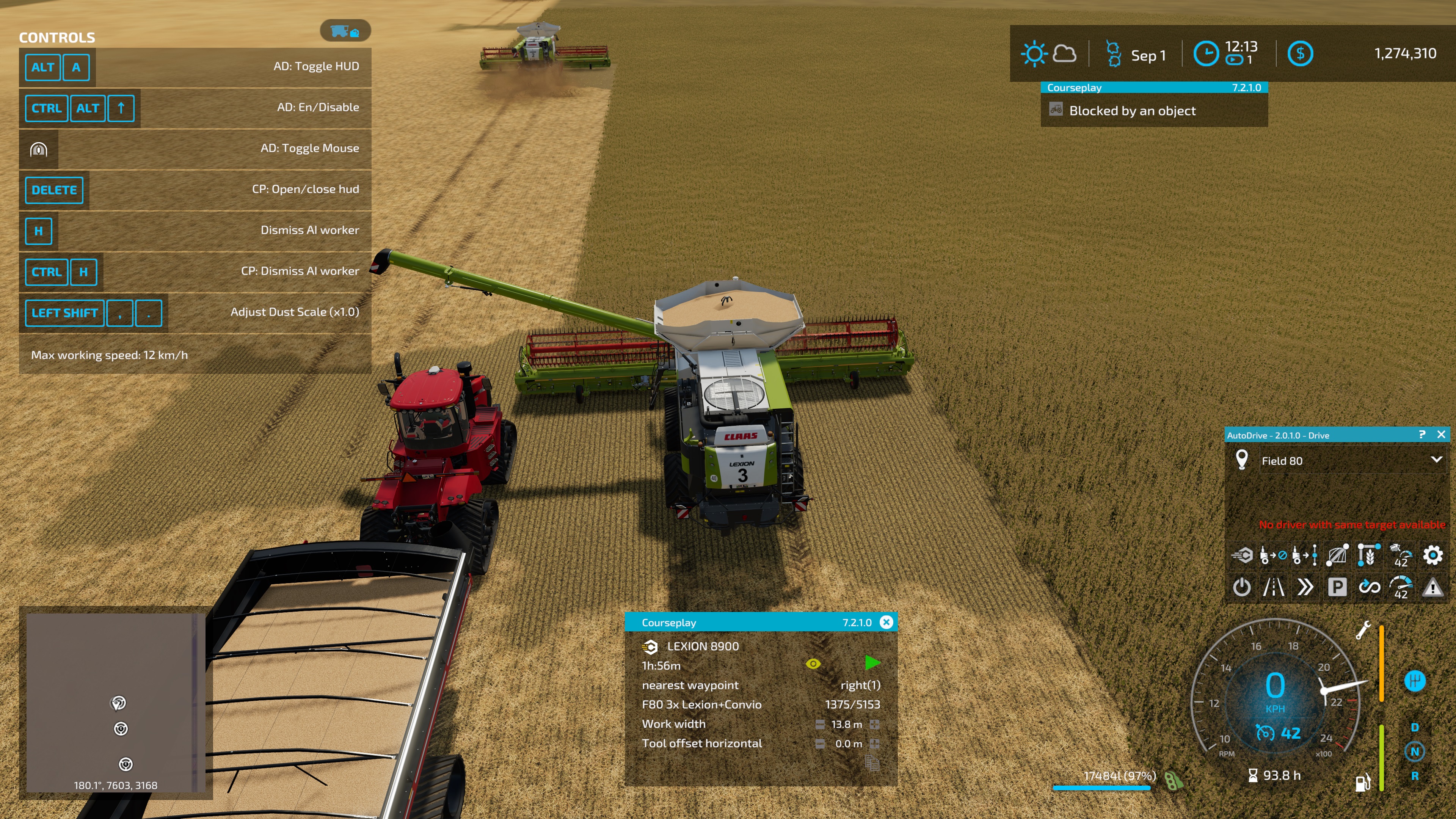 [BUG_SP] Unloader drives too close to combine and collides with 7.2.1.0 ...