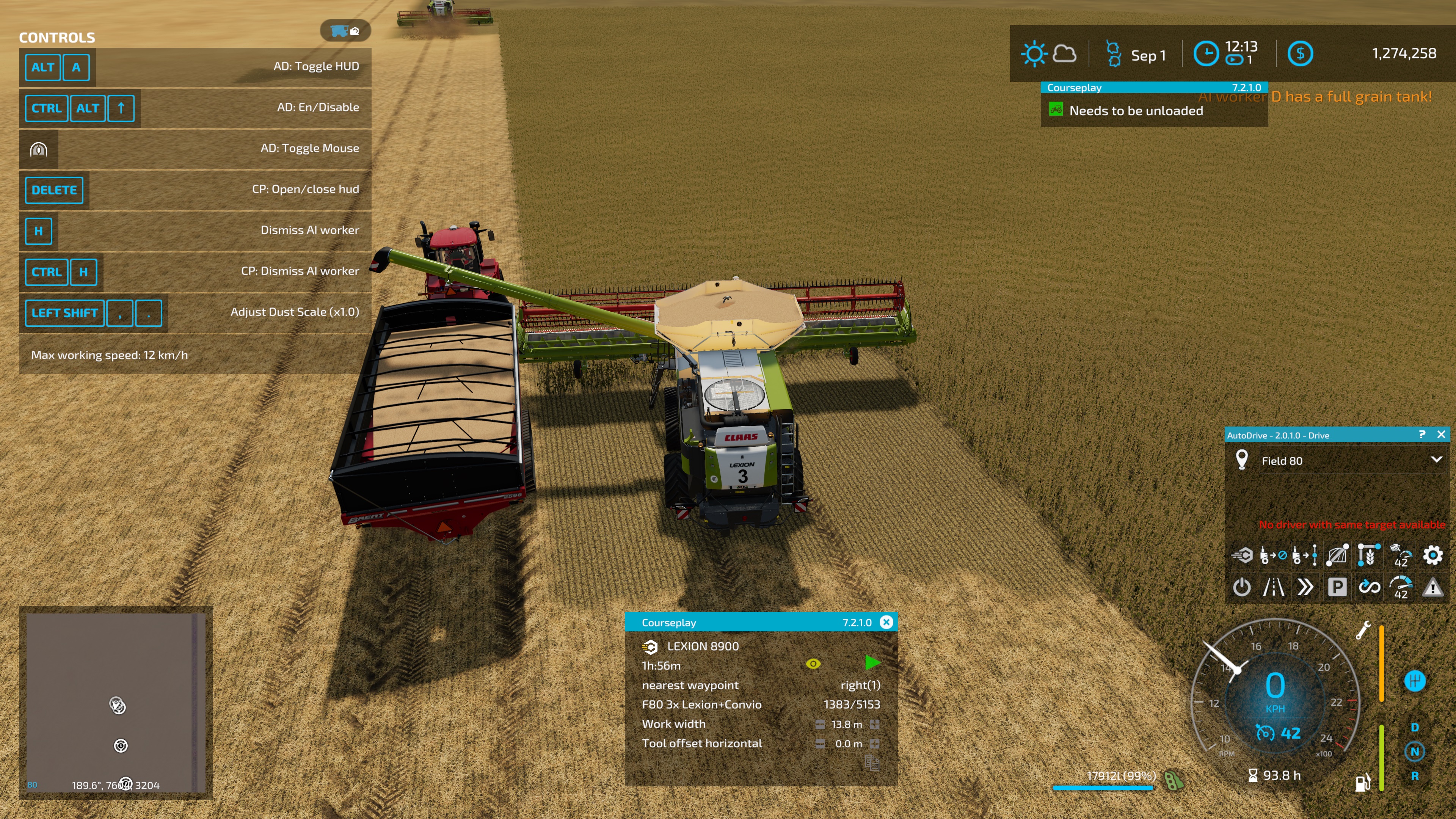 [BUG_SP] Unloader drives too close to combine and collides with 7.2.1.0 ...