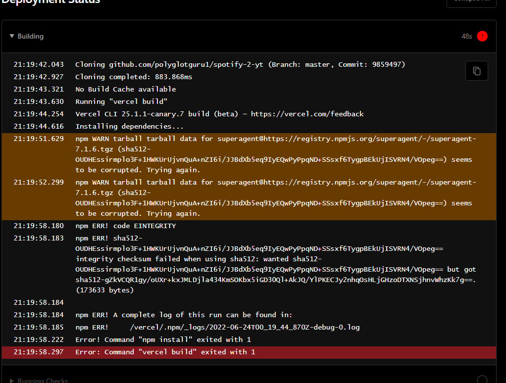 integrity checksum · vercel community · Discussion #680 · GitHub