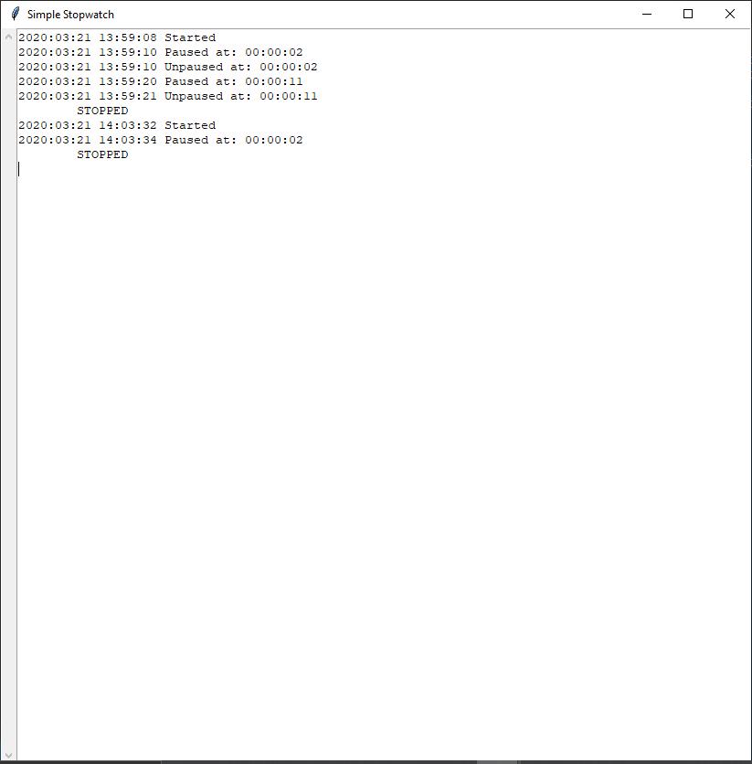 Stopwatch's History Screenshot