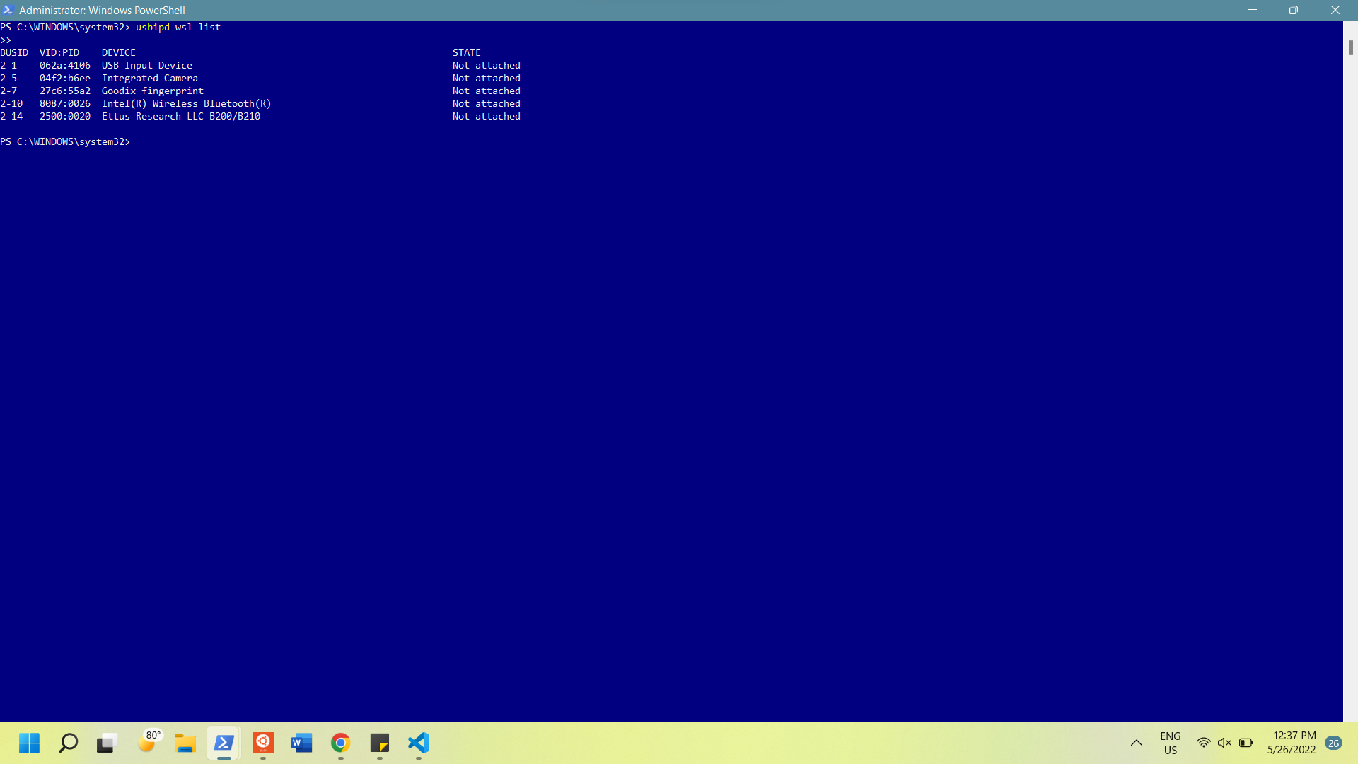 usb wsl list