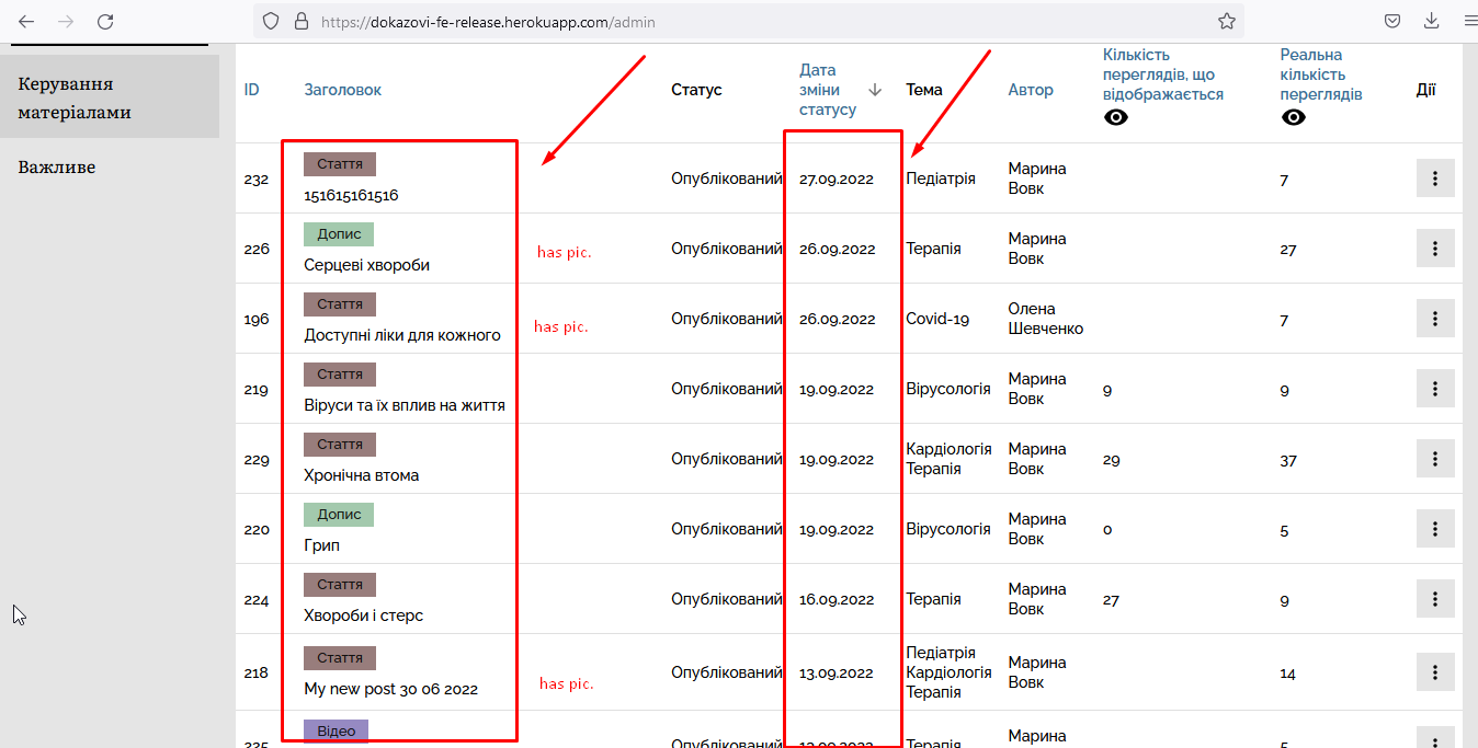 [Bug Report] 'Важливе' page: Material cards are not sorted by ...