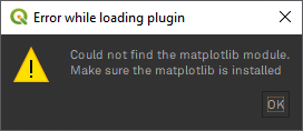 QGIS 3.16.16 error message "Could not find the matplotlib module. Make ...