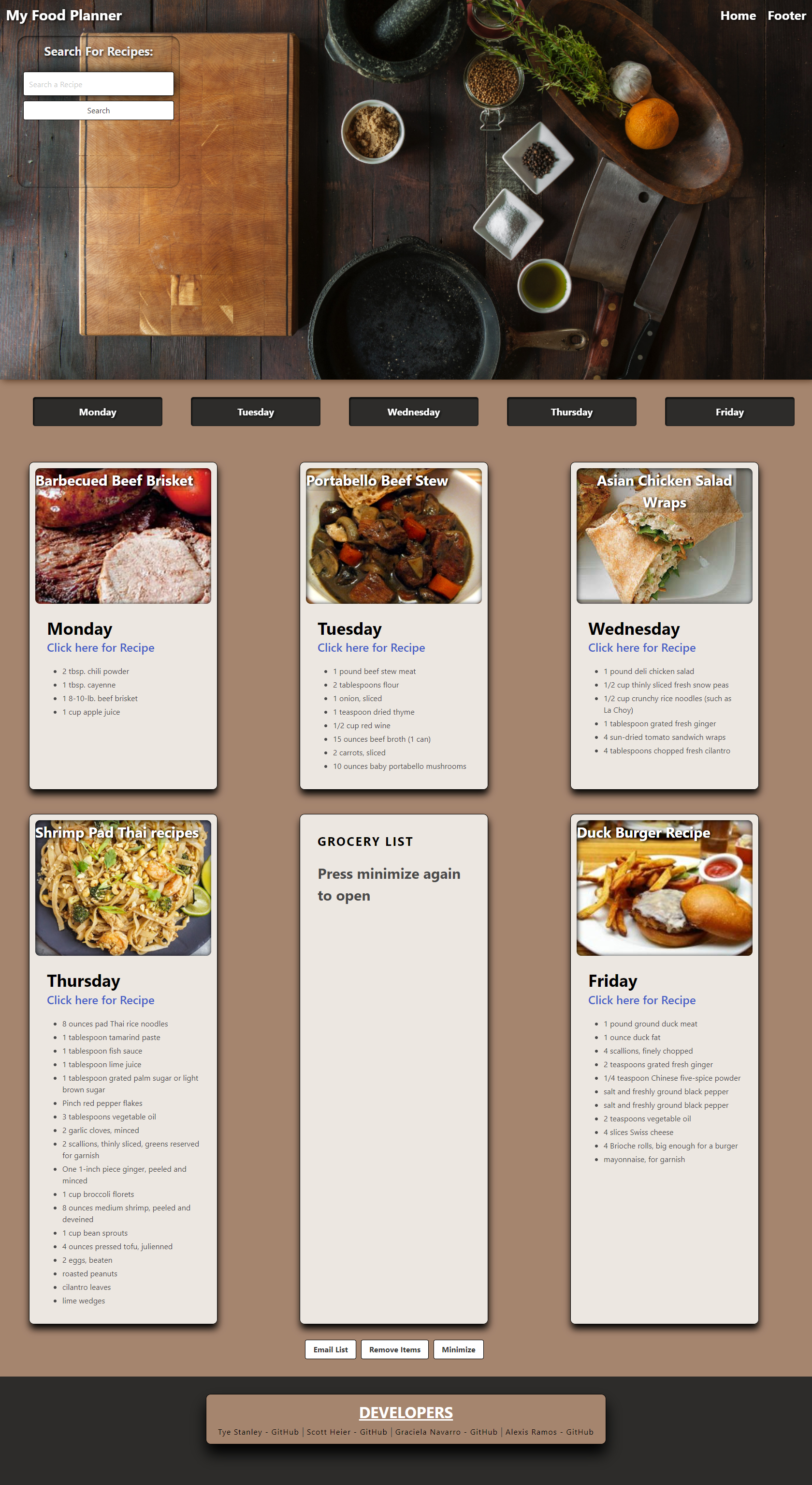 GitHub - TyeStanley/my-food-planner: An app that quickly helps you sort ...