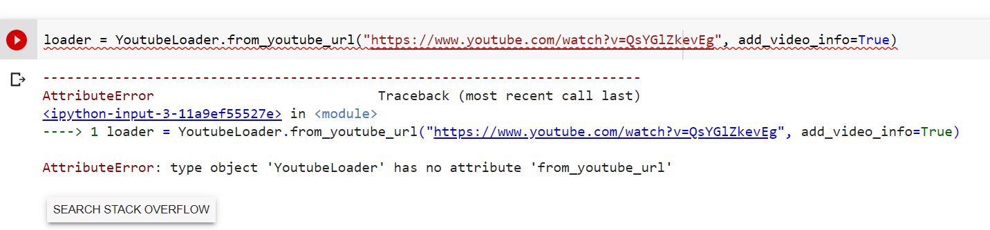 AttributeError: Type Object 'YoutubeLoader' Has No Attribute 'from ...