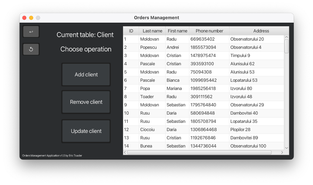 GitHub - erictoader/Orders-Database-Management: Java desktop ...